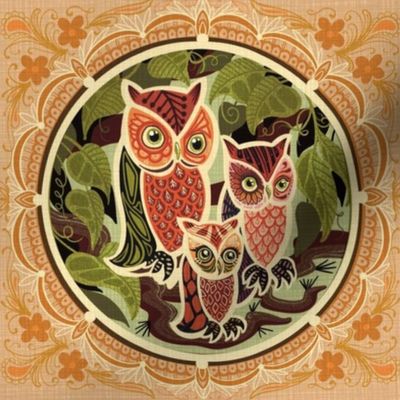 Owl in the Family embroidery template 