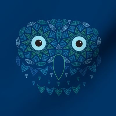 Blue Owl Embroidery Template