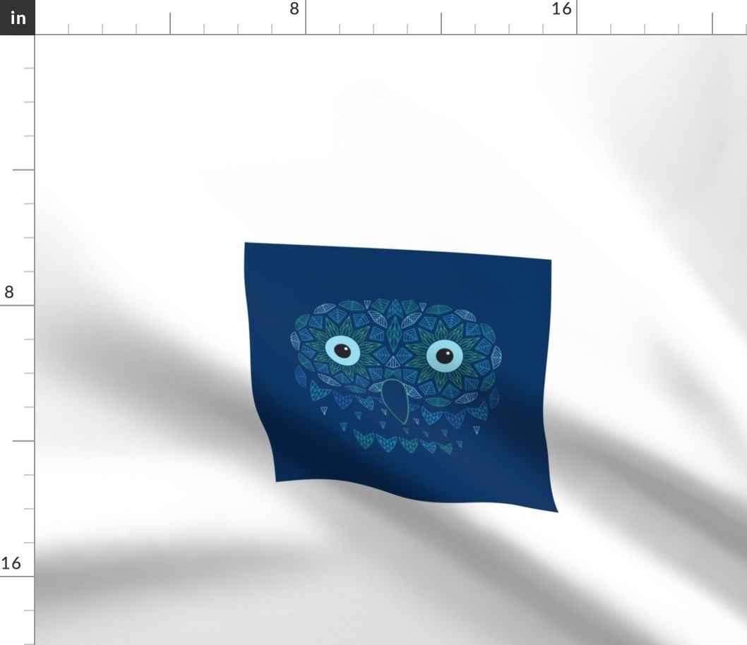 Blue Owl Embroidery Template