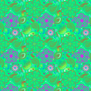 Paisley Lines green background