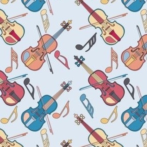 Music Notes Angled Violins Colorful