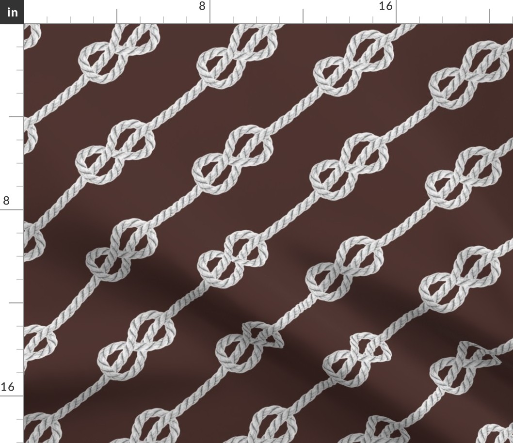 White rope knots dark brown diagonal