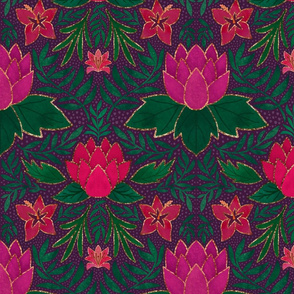 tropical flora - purple background - half size