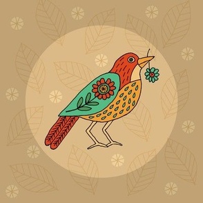Bird embroidery template - faded