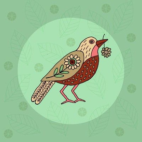 Bird embroidery template mint