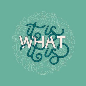 It is What It is | Aqua | embroidery template 6” circle