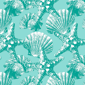 Vintage Seashells mint green