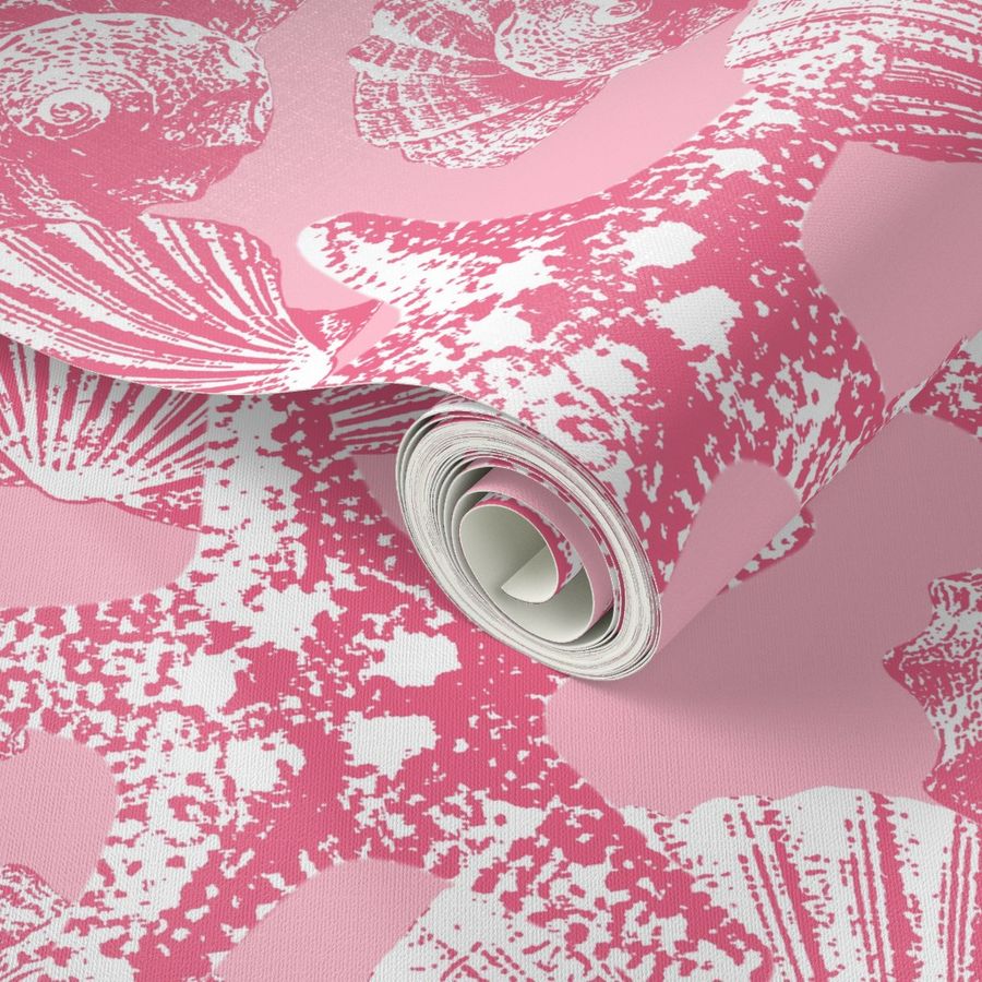 Seashells cotton candy pink Wallpaper