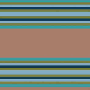 Broad Blanket Stripes in Terra Cotta and Turquoise