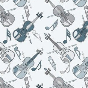 Violins Music Notes Blue Gray