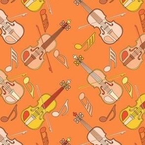 Angled Violin Music Notes Orange