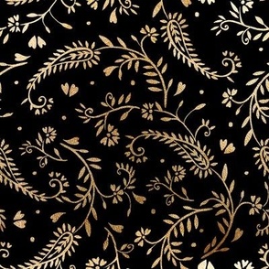 Paisley, floral Paisley, flora, black, gold 