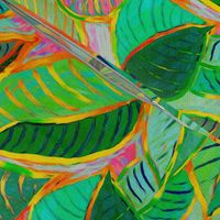 Messy Painted Colorful Tropical Leaves