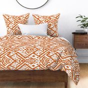 Ikat Deco style in dark rich terracotta orange