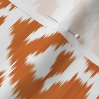 Ikat Deco style in dark rich terracotta orange