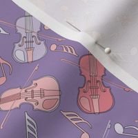 Angled Violins Music Notes Purple