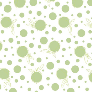 Polka dot green peaches in grey mint _ Lime