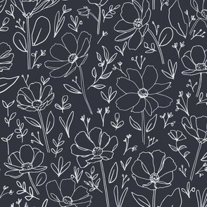 Navy Hand Drawn Floral