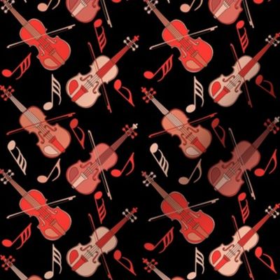 Angled Violin Music Notes Red