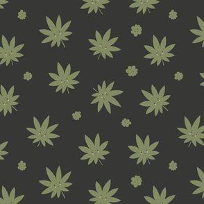 #193 Cute cannabis leaves on green background