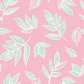Brush Stroke Leaves - Cotton Candy and Mint