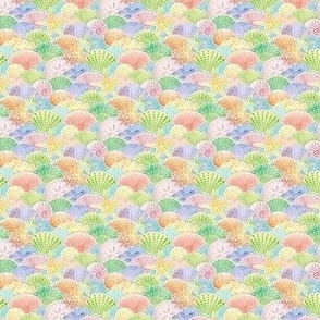 Rainbow Seashells- Summer Beach- Sea Shells Coastal- Watercolor Pastel Colors- Coastal Grandma- Micro