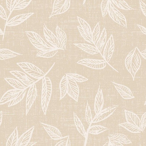 Brush Stroke Leaves - Beige