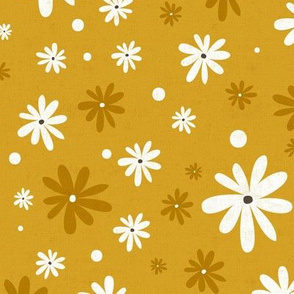 Summer Daisy - Floral Textured Goldenrod Yellow Large Scale