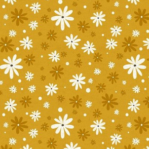 Summer Daisy - Floral Textured Goldenrod Yellow Regular Scale