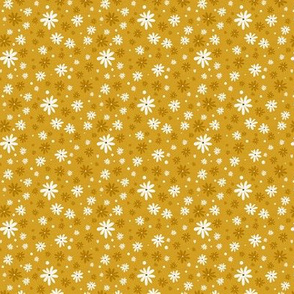 Summer Daisy - Floral Textured Goldenrod Yellow Small Scale