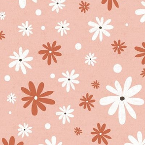 Summer Daisy - Floral Textured Pink Large Scale