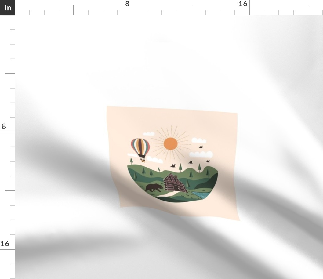Embroidery Template- Forest Cabin Colored