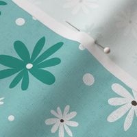 Summer Daisy - Floral Textured Light Aqua Large Scale