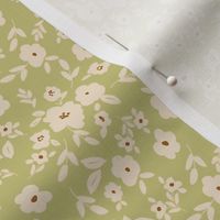 ditsy flowers in green natural and tan neutral nursery  farmhouse style petite floral ditsy floral painterly terriconraddesigns