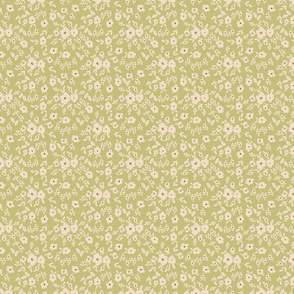 ditsy flowers in green natural and tan neutral nursery  farmhouse style petite floral ditsy floral painterly terriconraddesigns