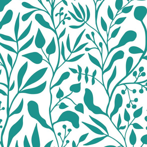 teal vines - bright white background