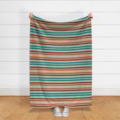  Small Scale Teal, Turquoise and Burnt Orange Southwest Serape Blanket Stripes