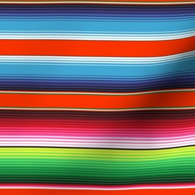 Small Scale Red Mexican Serape Blanket Stripes