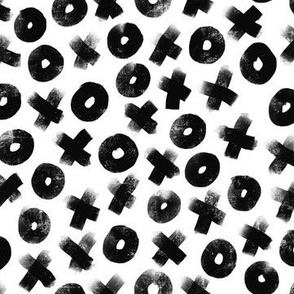 Noughts and crosses in black on white