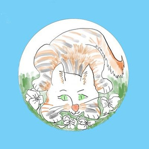 Kitten in her Garden-Embroidery Template