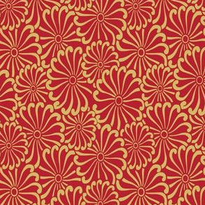 Daisy Gold Red Gold Japanese Stencil