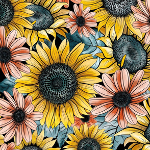 Sunflowers, daisies
