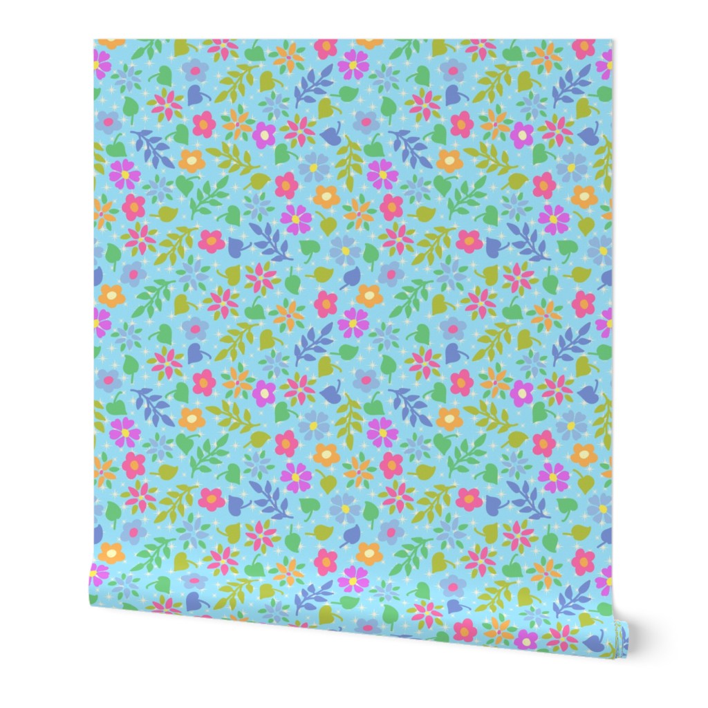 Ditsy Flowers on Azure coordinate Small scale