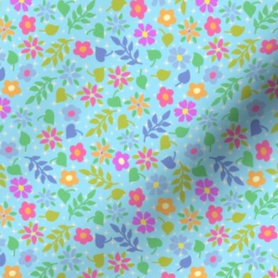 Ditsy Flowers on Azure coordinate Small scale