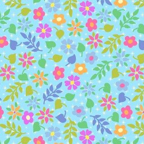 Ditsy Flowers on Azure coordinate Small scale