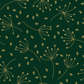 Green Gold Embroidery Leaves