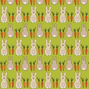 Bunnies nibbling on carrots: cute linear pattern