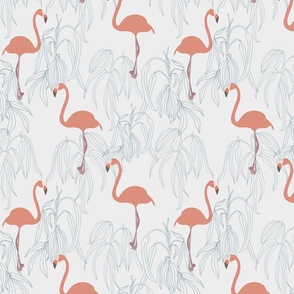 flamingo on plants - grey - medium