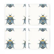 Floral Ladybug Embroidery Template - yellow and blue (for 8" Swatch)