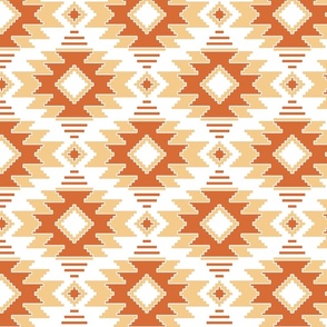 Tribal Aztec Native Ornament - White Pastel Orange Light Brown Beige Terracota - Ethnic Amulet Boho Pattern - Middle